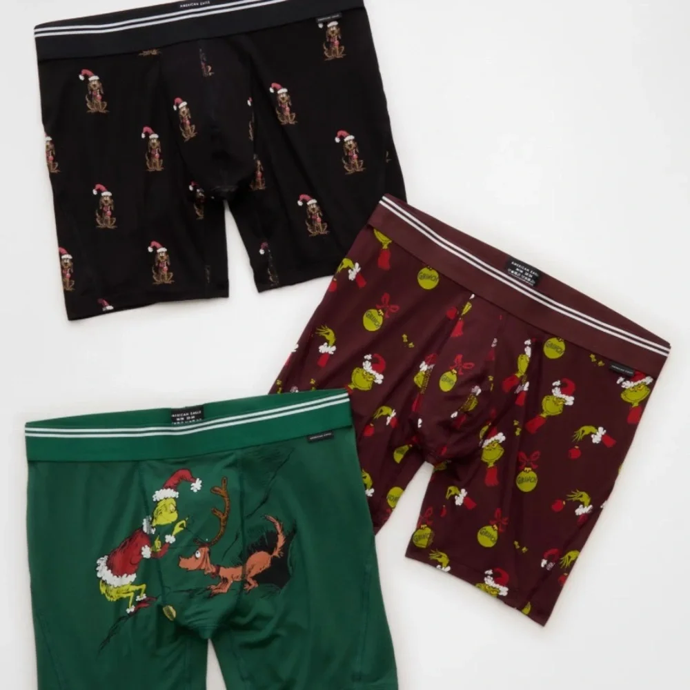 American Eagle Outfitters Kids' Grinch Boxer Briefs - Green, Maroon, Black
